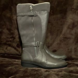 Clarks leather wide shaft boot